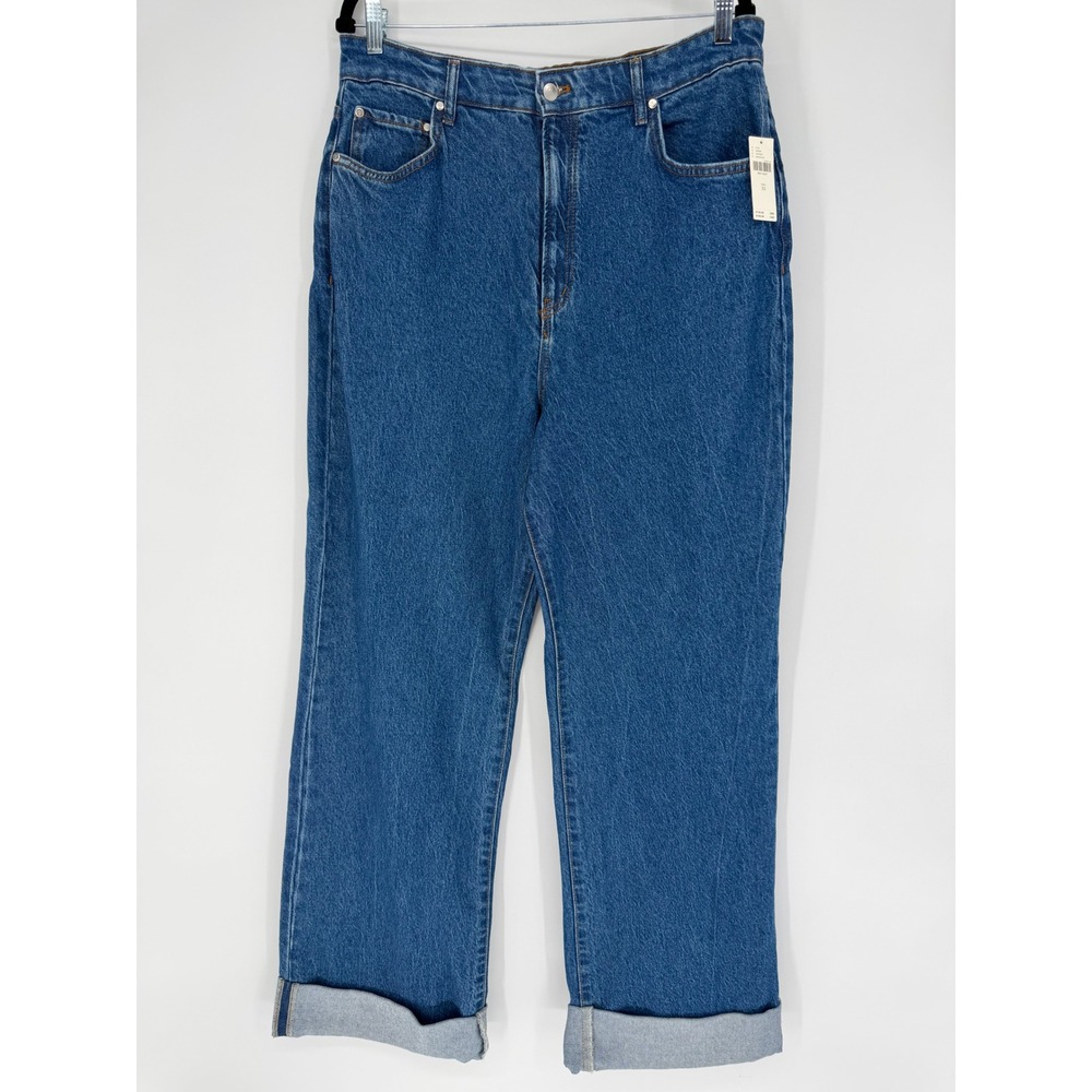 PILCRO HIGH RISE STRAIGHT JEANS CUFFED HEM SIZE 33 NWT CASUAL‎ MEDIUM WASH